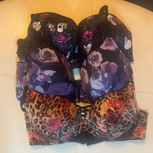 Torrid curve bras 40DD 42D Floral and Leopard Print Bra Set